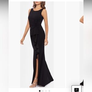 Betsy & Adam Black Ruffle Maxi Dress